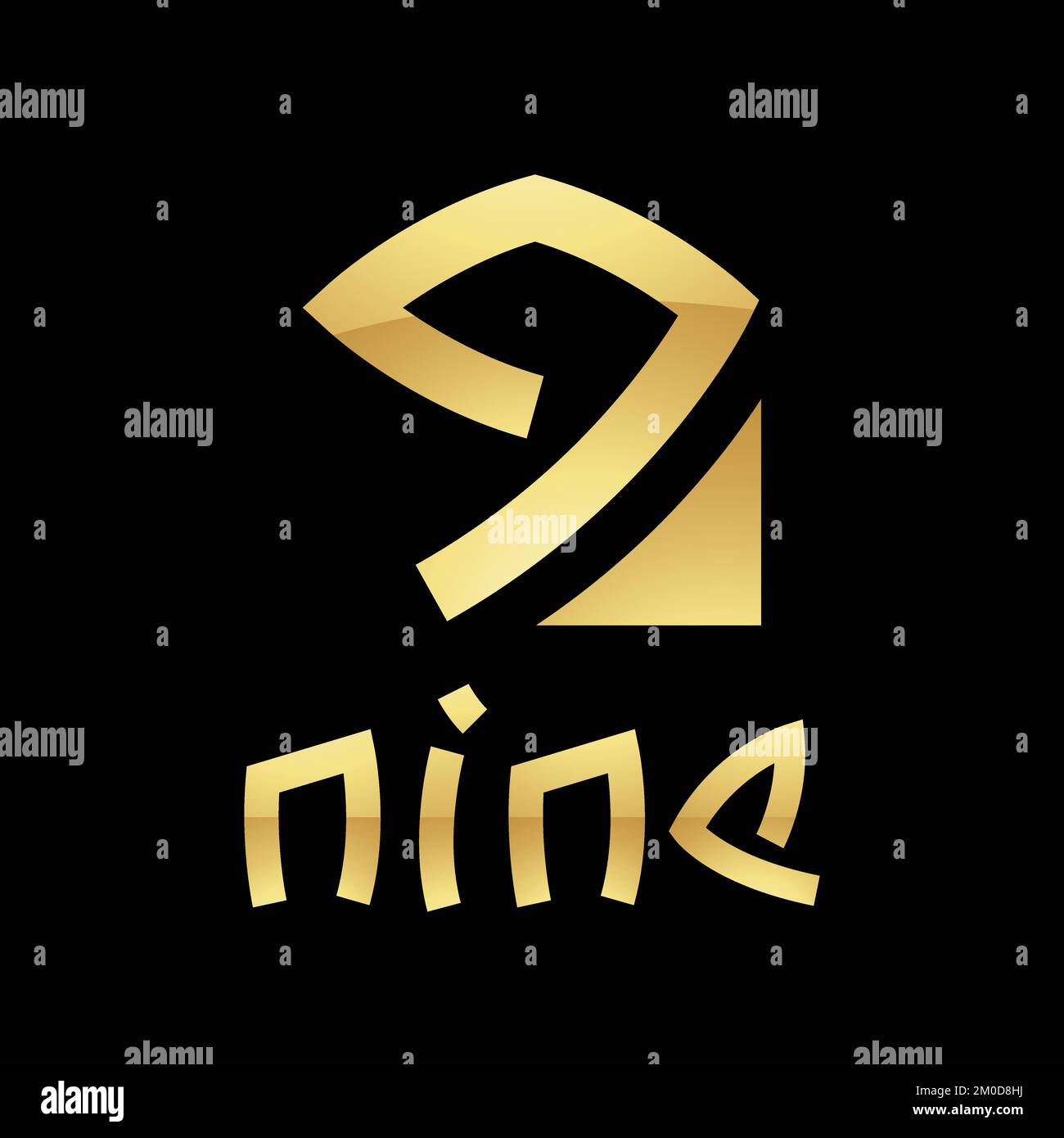 Golden Symbol for Number 9 on a Black Background - Icon 7 Stock Vector ...