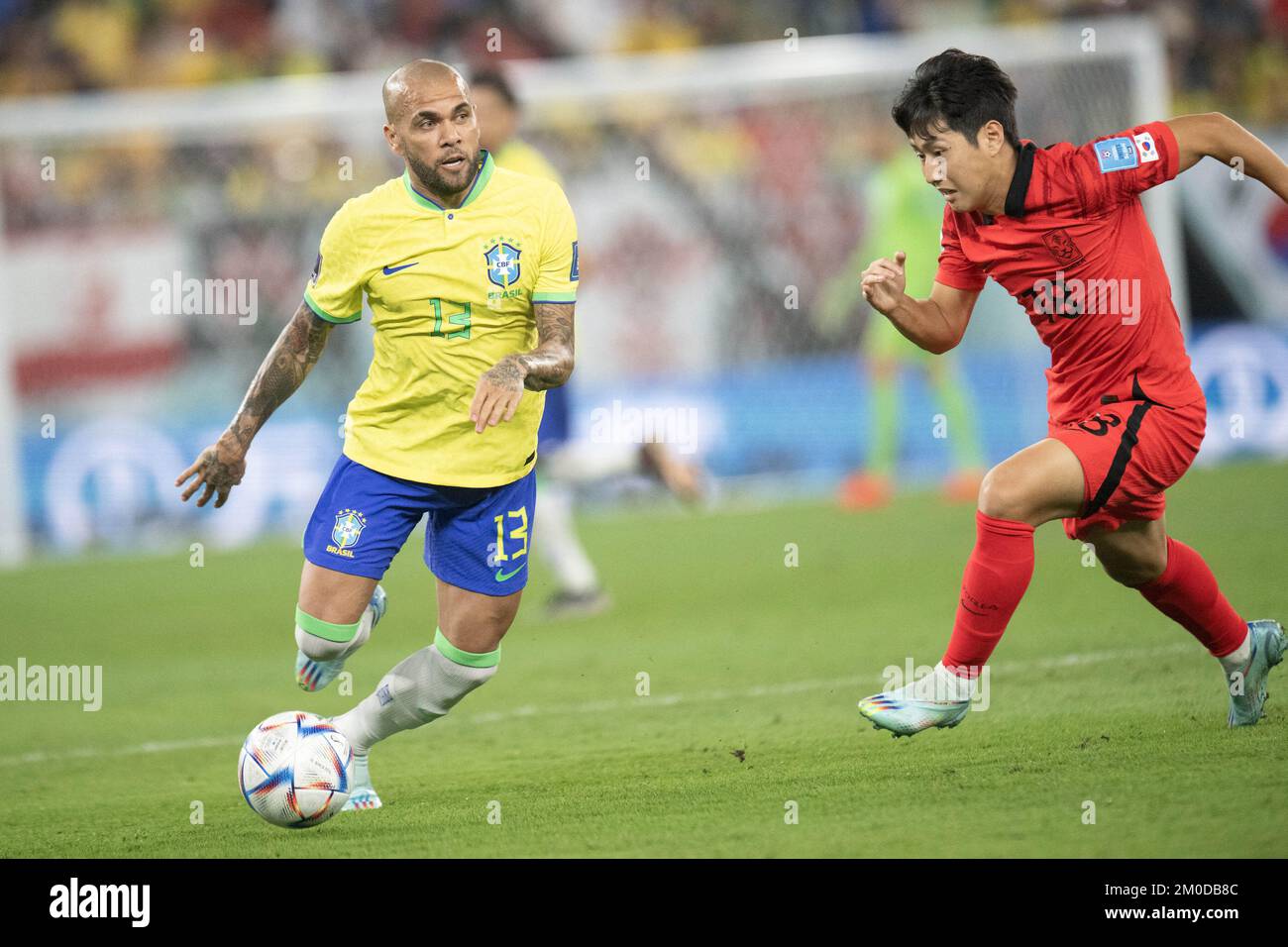 Doha, Qatar. December 05, 2022, Dani Alves of Brazil in action during the FIFA World Cup Qatar 2022 Round of 16 match between Brazil v Korea Republic at Stadium 974, on December 05, 2022 in Doha, Qatar. Photo by David Niviere/ABACAPRESS.COM Stock Photo