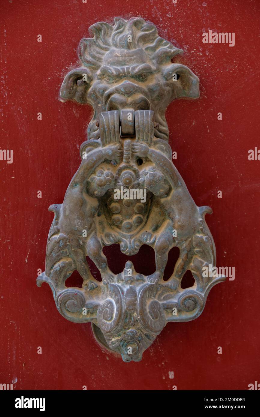 An old style decorative bronze door knob Mdina, Malta Stock Photo Alamy