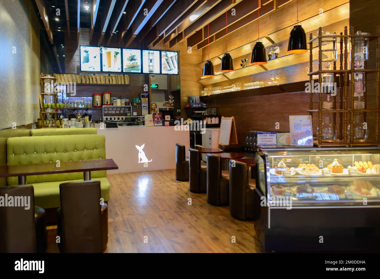 SHENZHEN, CHINA-APRIL 13: cafe interior on April 13, 2014 in Shenzhen, China. ShenZhen is regarded as one of the most successful Special Economic Zone Stock Photo