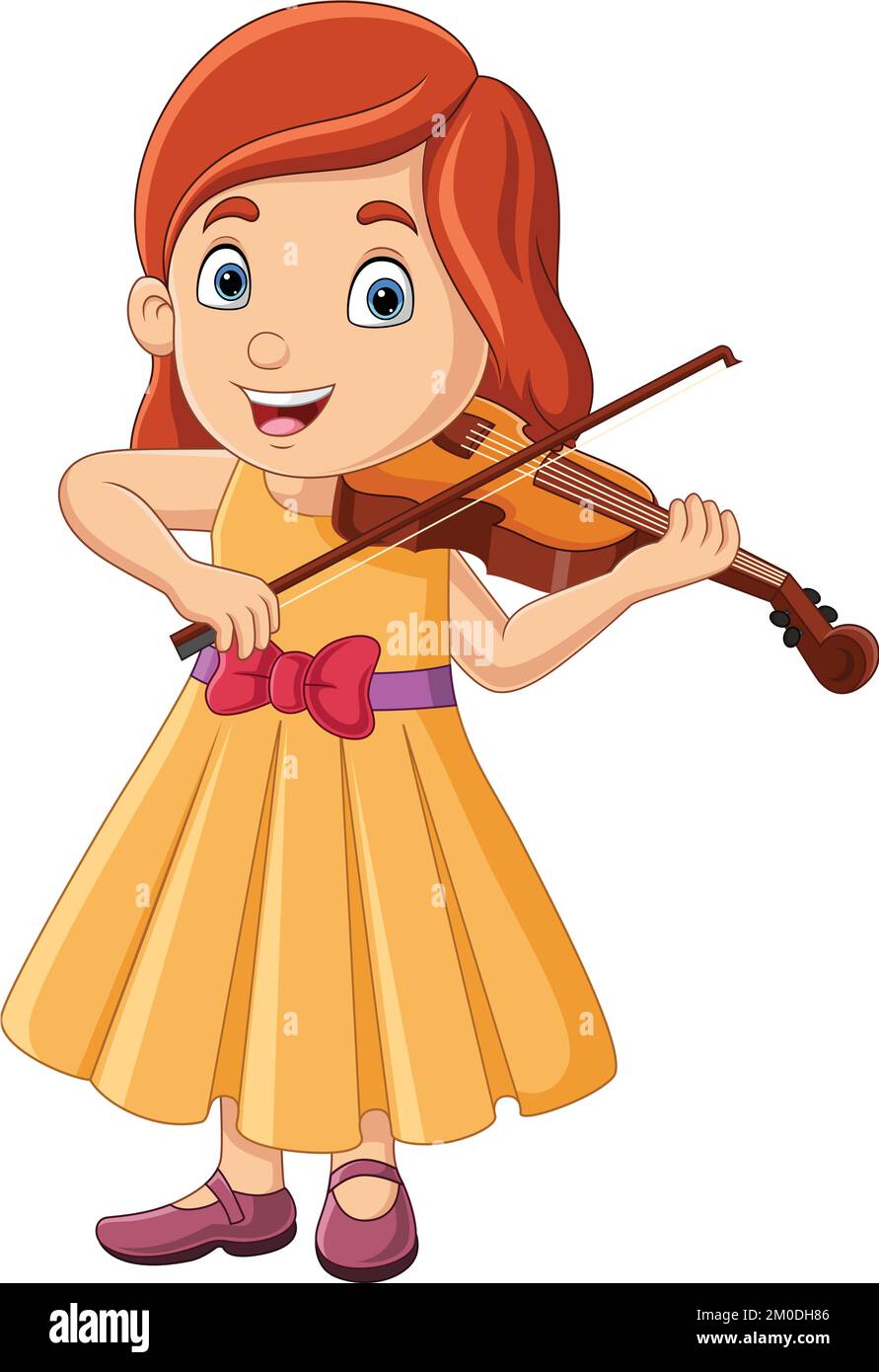 Cartoon little girl playing a violin Stock Vector Image & Art Alamy