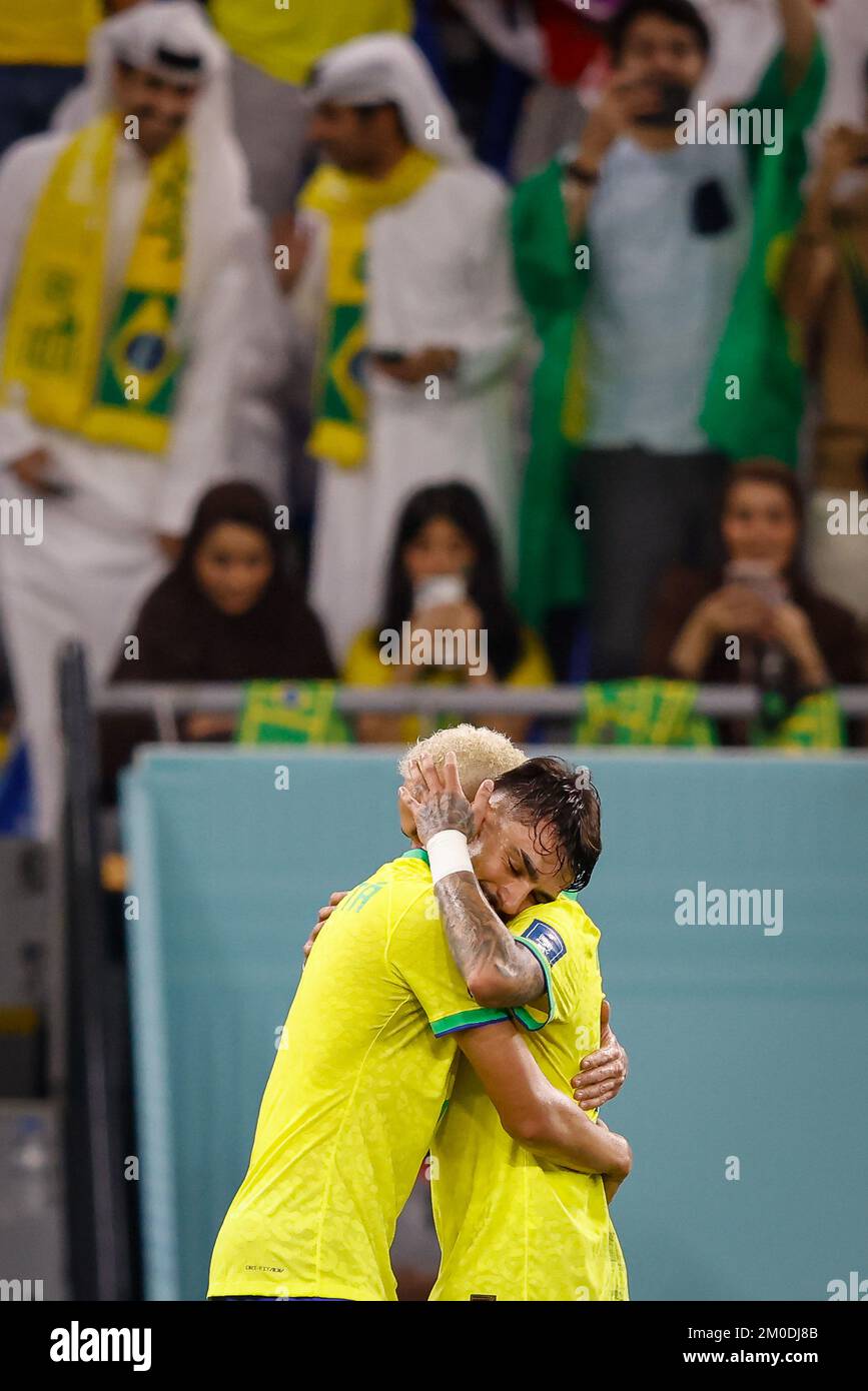 Doha, Catar. 05th Dec, 2022. LUCAS PAQUETA and NEYMAR of Brazil during a match between Brazil and South Korea, valid for the round of 16 of the World Cup, held at Est?dio Est?dio 974 in Doha, Qatar. Credit: Rodolfo Buhrer/La Imagem/FotoArena/Alamy Live News Stock Photo