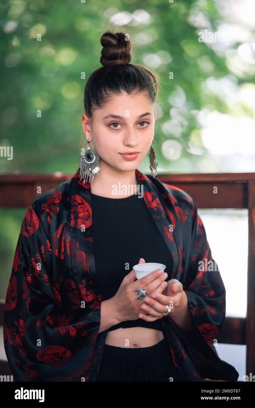 Tea ceremony is performed by tea master in kimono Stock Photo - Alamy