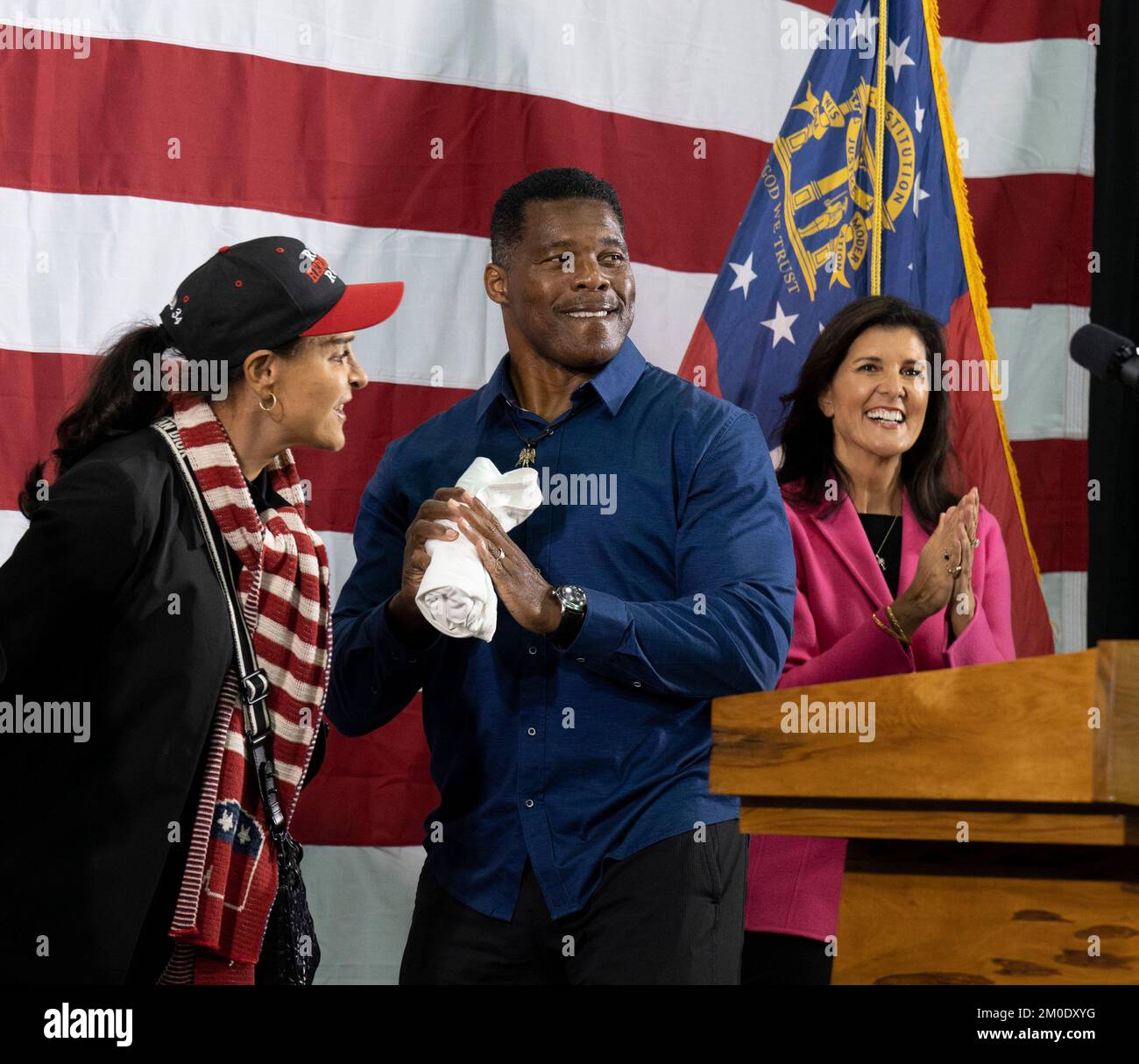 Kennesaw, USA. 5th Dec, 2022. Republican candidate for U.S. Senate HERSCHEL