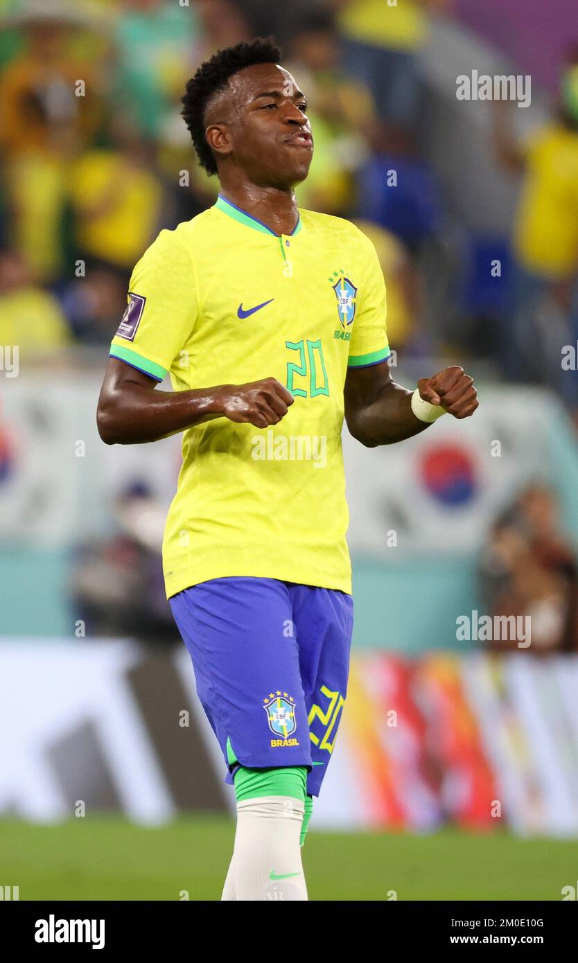 Rodrygo Silva de Goes of Brazil celebrates his goal during the FIFA World Cup 2022, Round of 16 football match between Brazil and Korea Republic on December 5, 2022 at Stadium 974