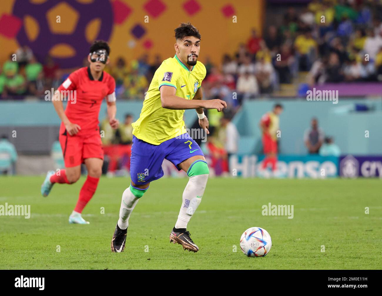 Lucas Paqueta of Brazil during the FIFA World Cup 2022, Round of 16 football match between Brazil and Korea Republic on December 5, 2022 at Stadium 974 in Doha, Qatar - Photo Jean Catuffe / DPPI Stock Photo
