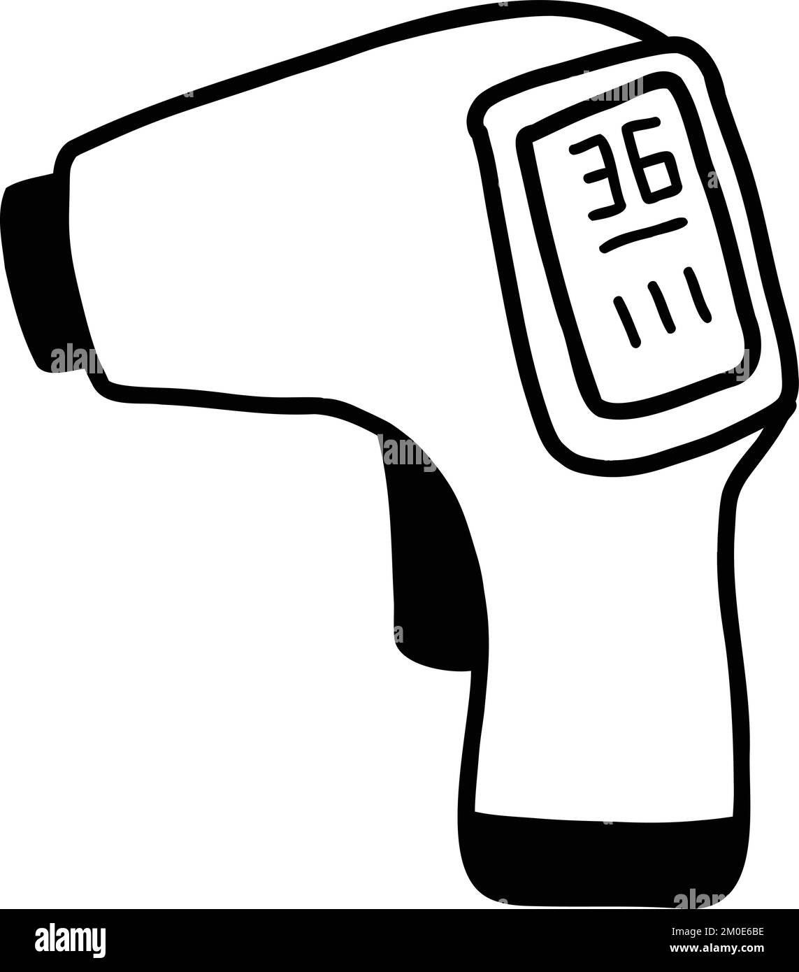 Hand Drawn infrared thermometer illustration isolated on background Stock Vector