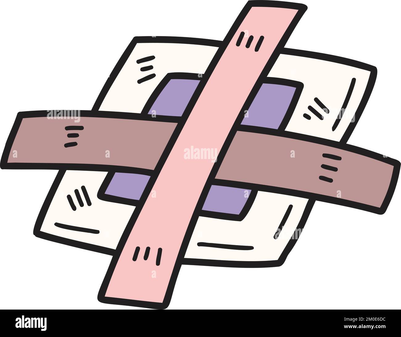 Hand Drawn adhesive bandage illustration isolated on background Stock Vector