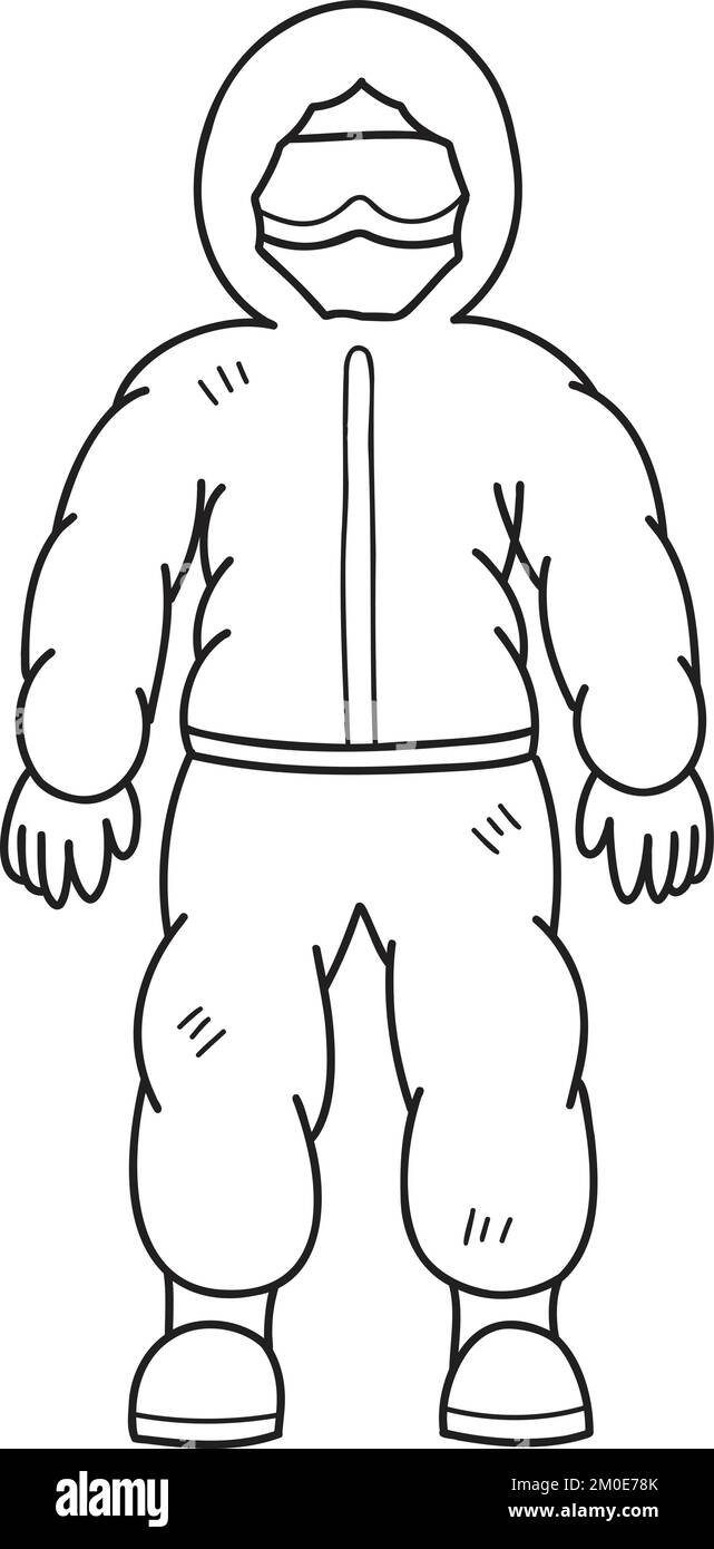 Hand Drawn protective PPE suit for doctor illustration isolated on