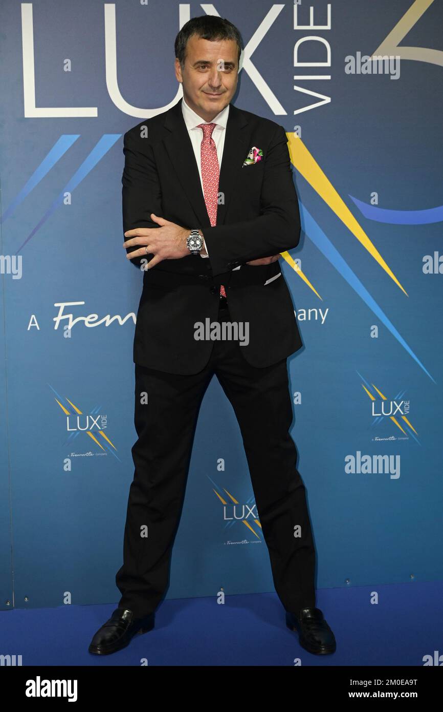 Luca Bernabei attends the blue carpet for the Lux Vide 30th anniversary ...