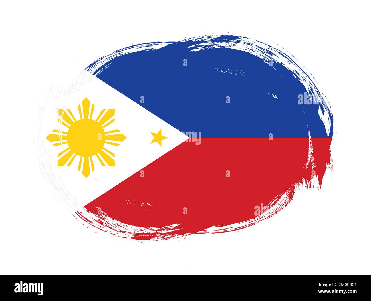 Philippines flag in rounded stroke brush background Stock Photo
