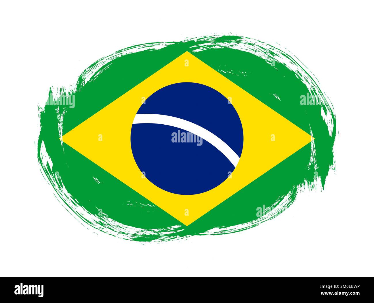 Brazil flag in rounded stroke brush background Stock Photo - Alamy