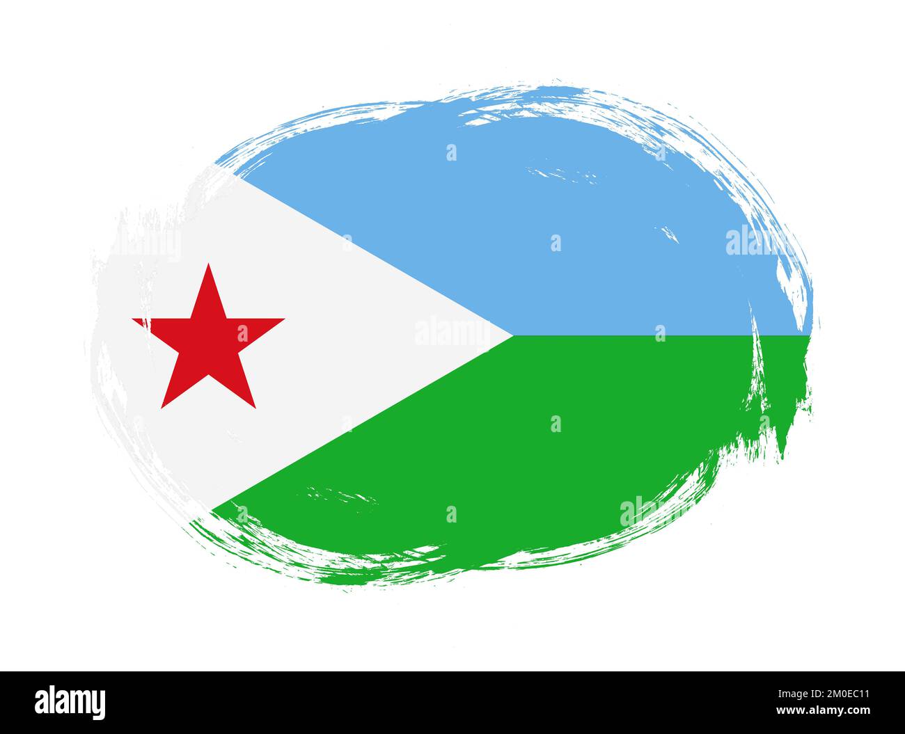 Djibouti flag in rounded stroke brush background Stock Photo