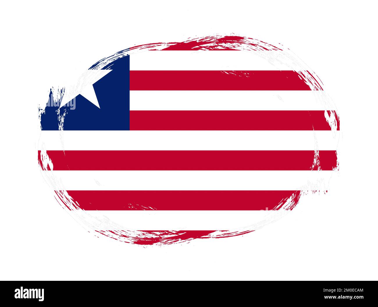 Liberia flag in rounded stroke brush background Stock Photo Alamy