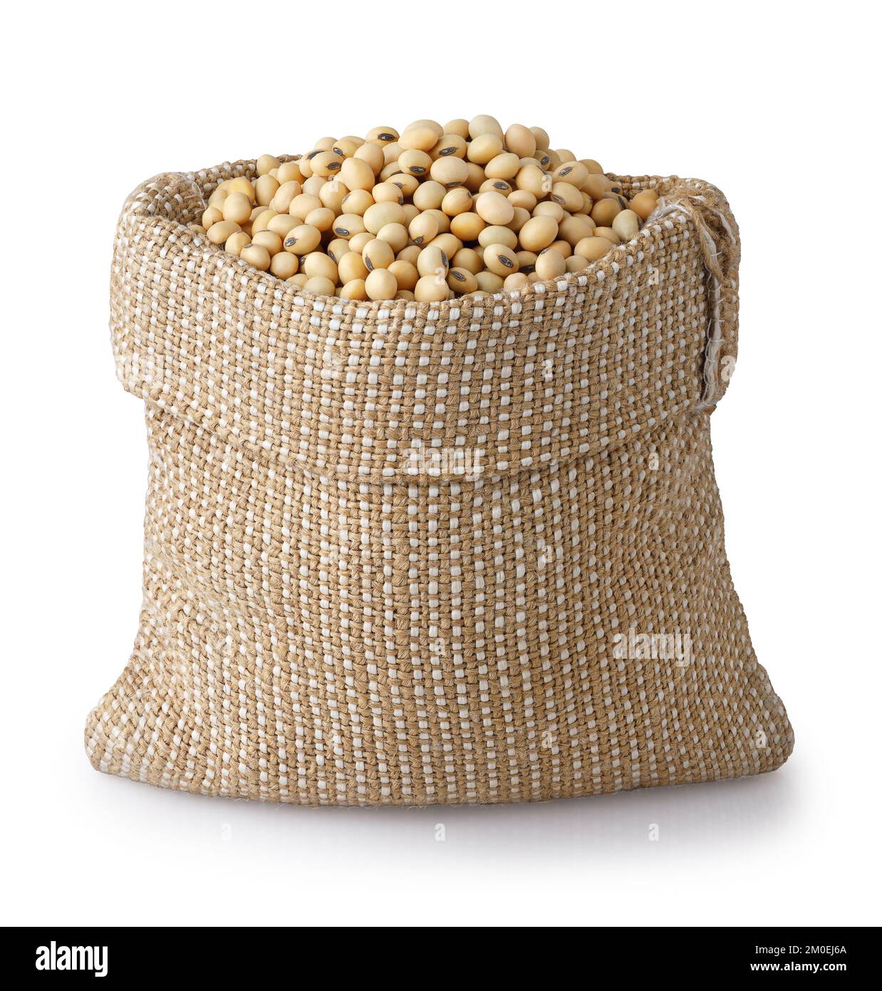 soybeans in burlap bag isolated on white background Stock Photo Alamy