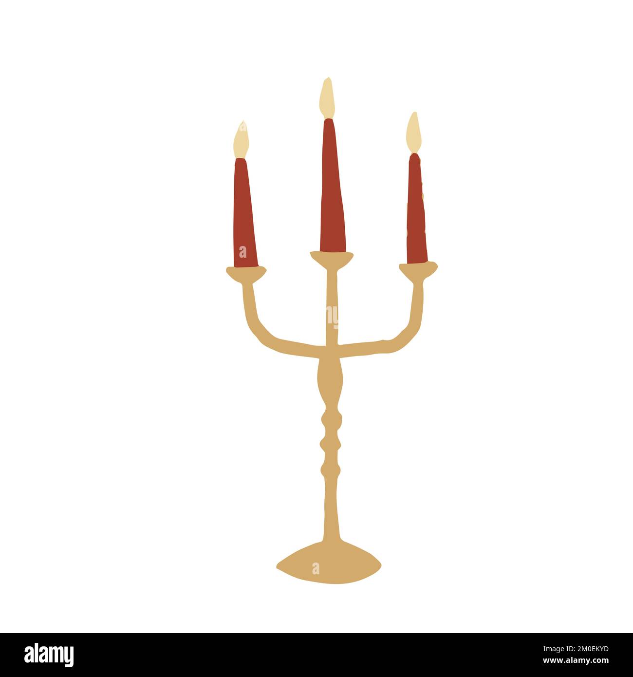 Hand drawn cute isolated clip art illustration of antique candle holder