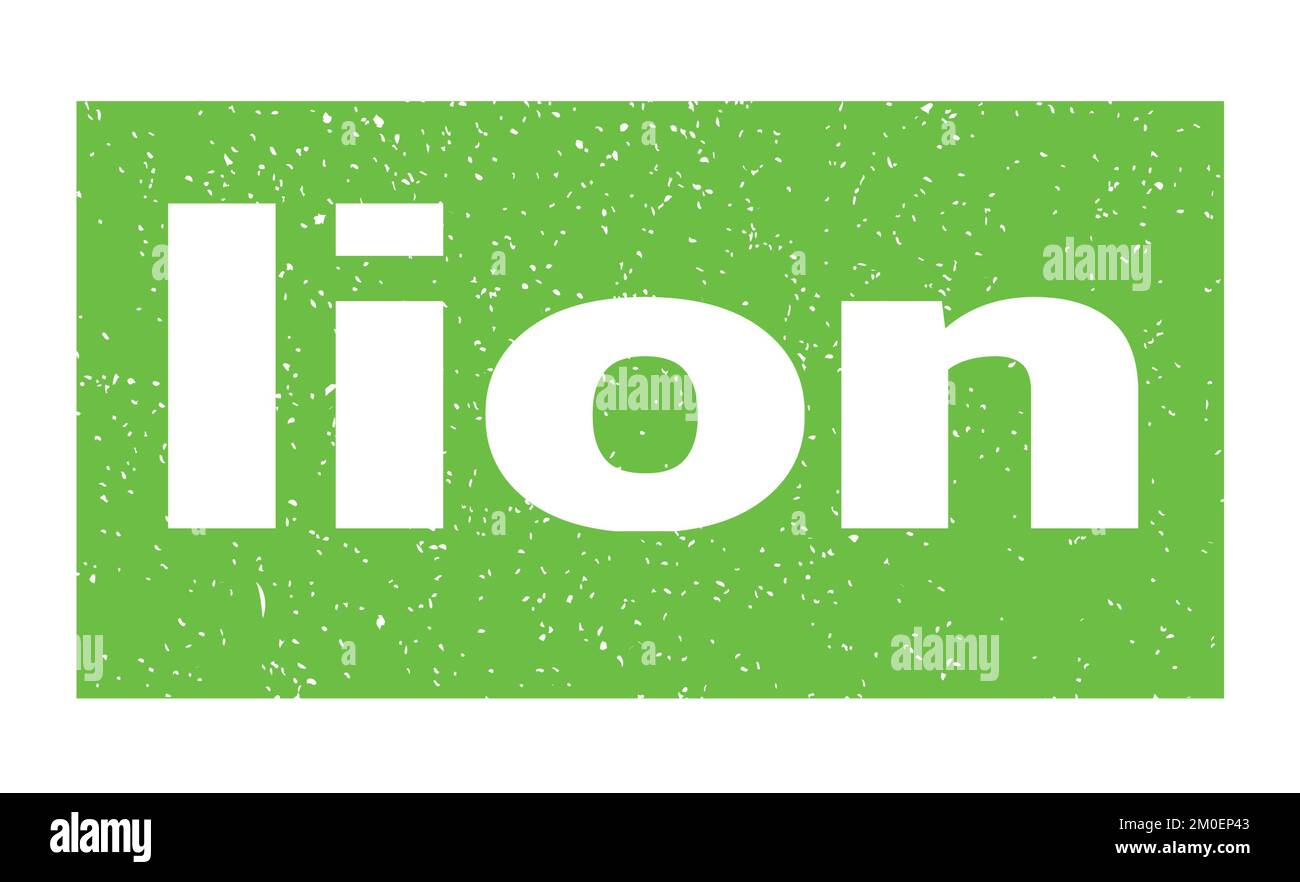 lion text written on green grungy stamp sign Stock Photo Alamy