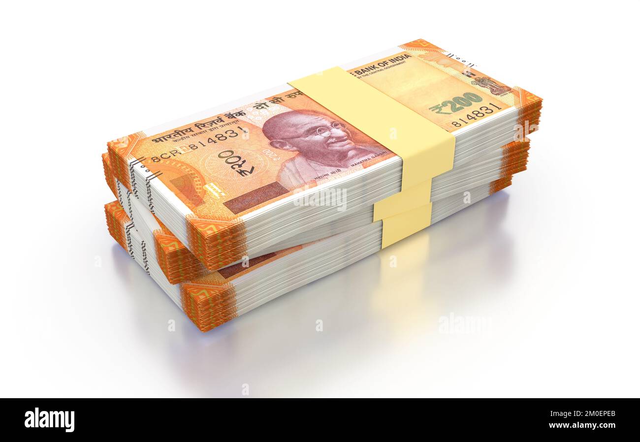 Indian Rupee 200 Currency Note Bundles Isolated On White Background indian-rupee-200-currency-note-bundles-isolated-on-white-background