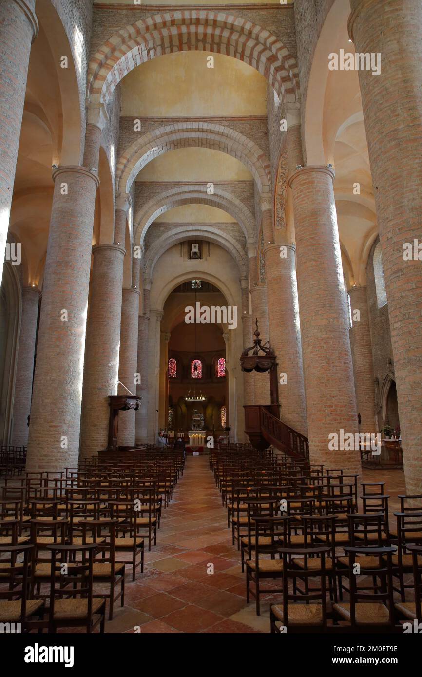 TOURNUS, FRANCE OCTOBER 16, 2022 The interior of Saint Philibert