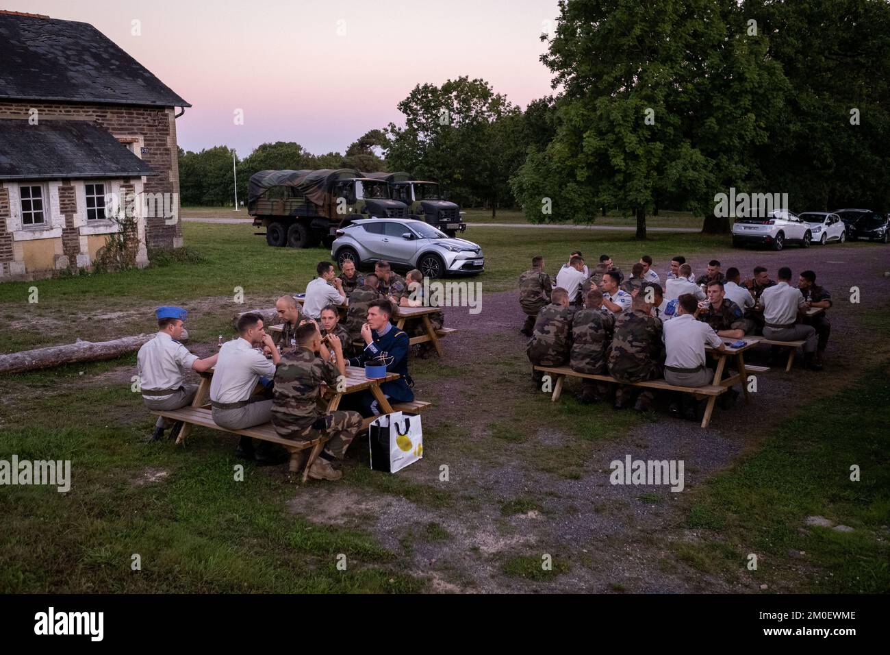 France, Brittany, Coetquidan, Guer on 2021-09-23. Report on the training of the Inter-Arms Military School in Saint-Cyr Coetquidan in Morbihan. The EM Stock Photo