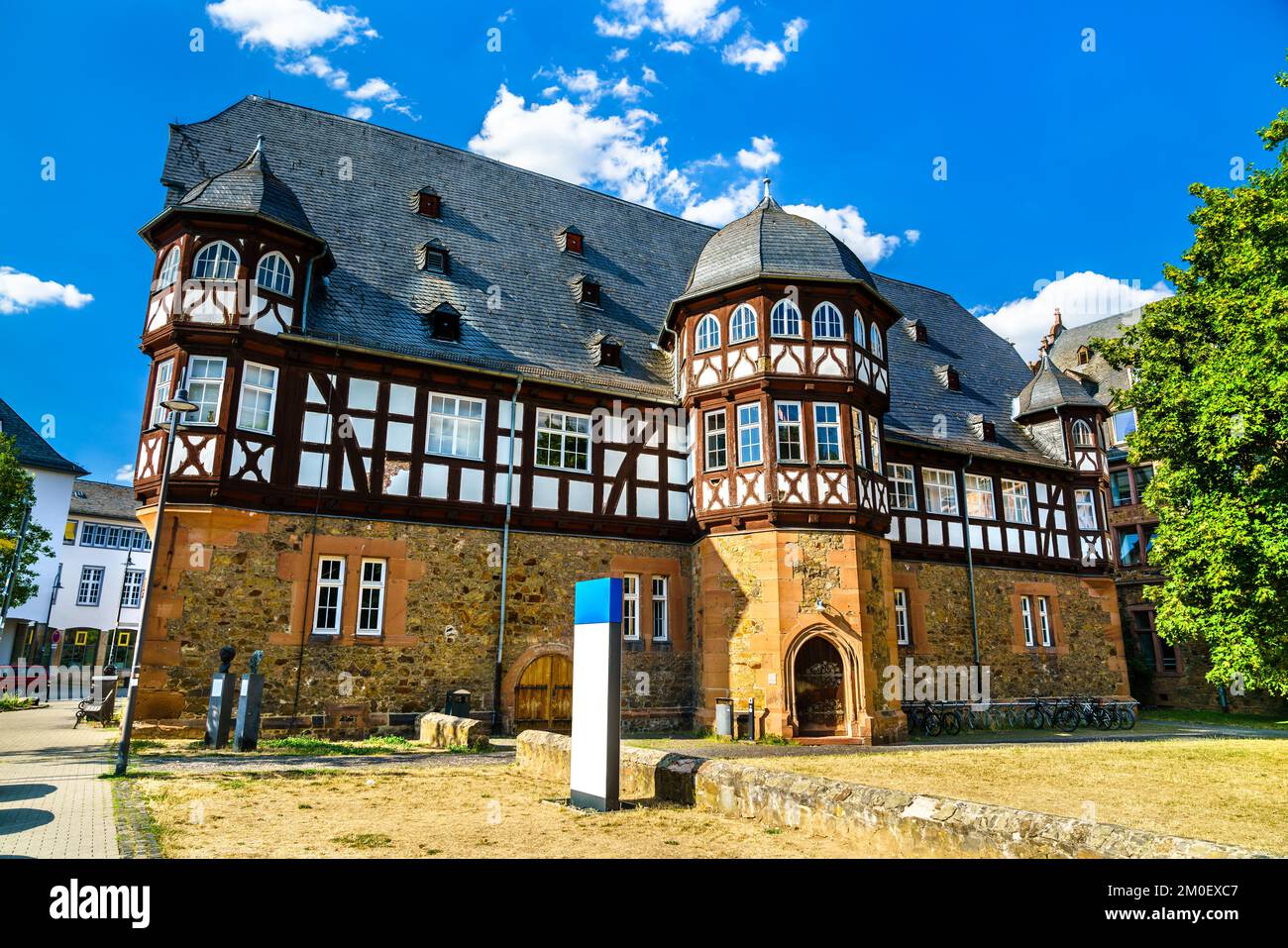Half-timbered New Castle in Giessen - Hessen, Germany Stock Photo