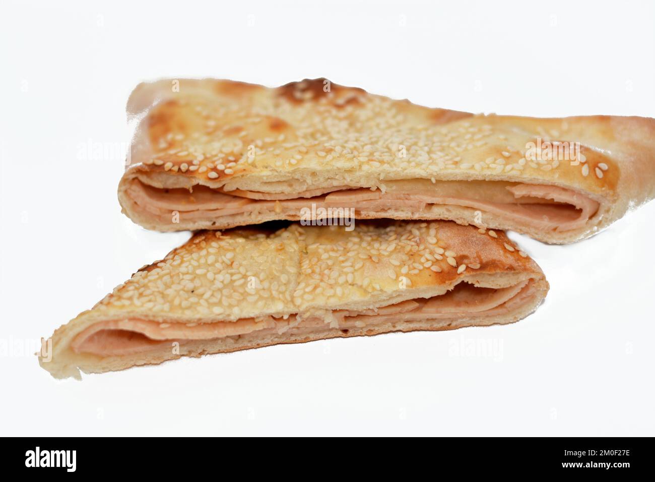 Traditional Arabic Syrian cuisine of a baked snack called Manakish a