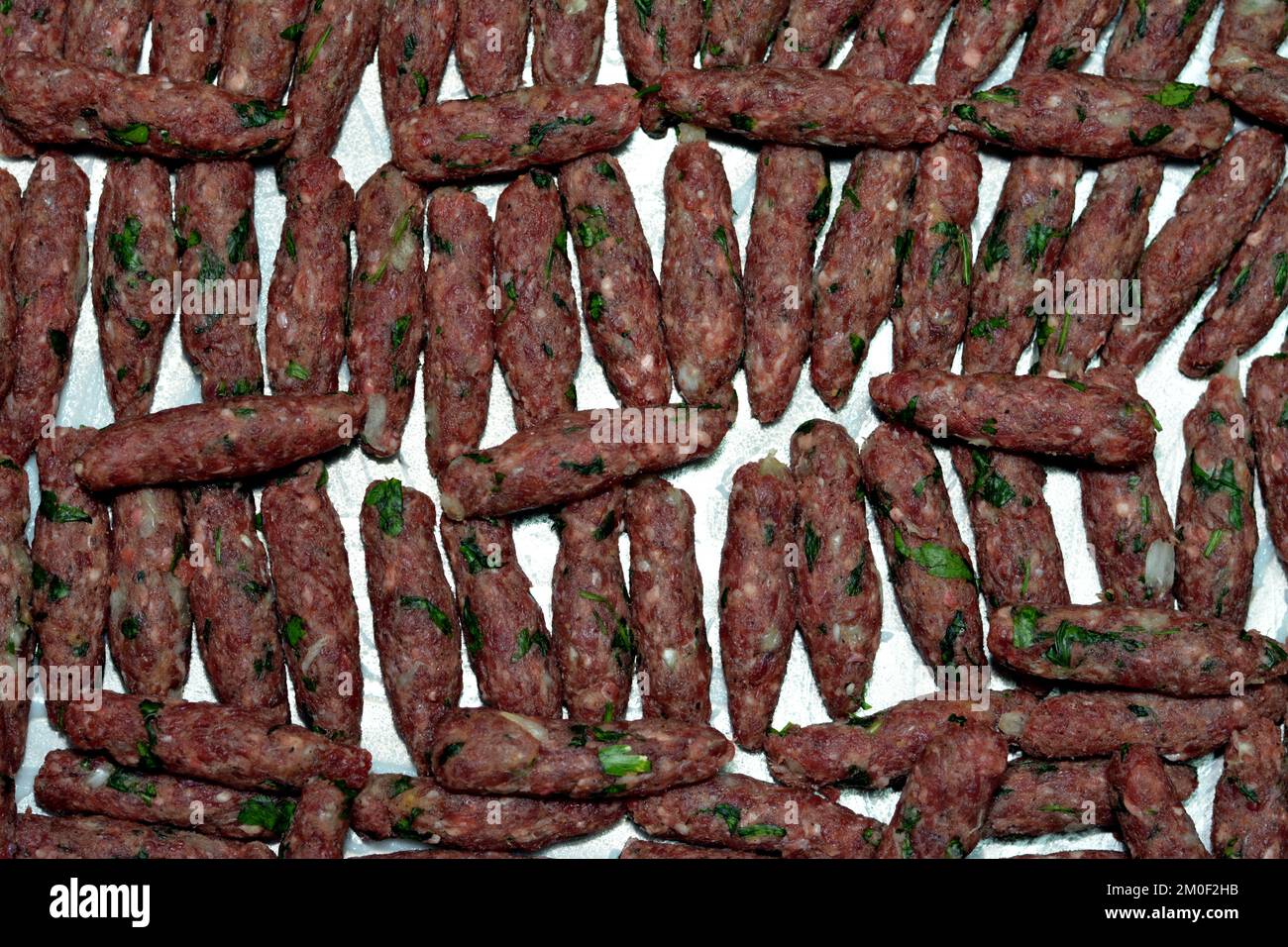 Shish kofta, a type of kebabstyle kufta, minced lamb, mutton, veal or beef, or a mixture of
