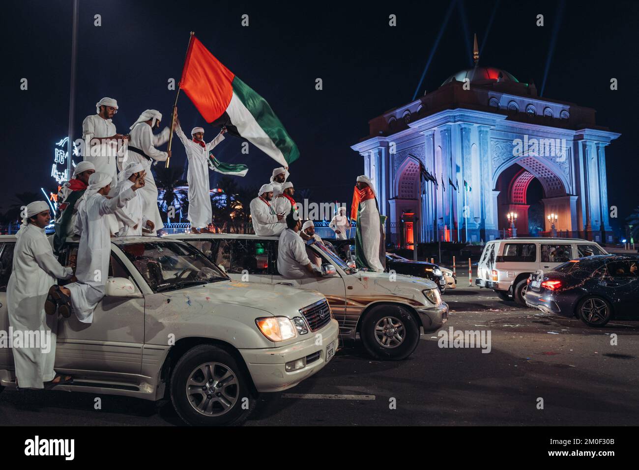 The UAE National Day parade outside of the Emirates Palace Stock Photo