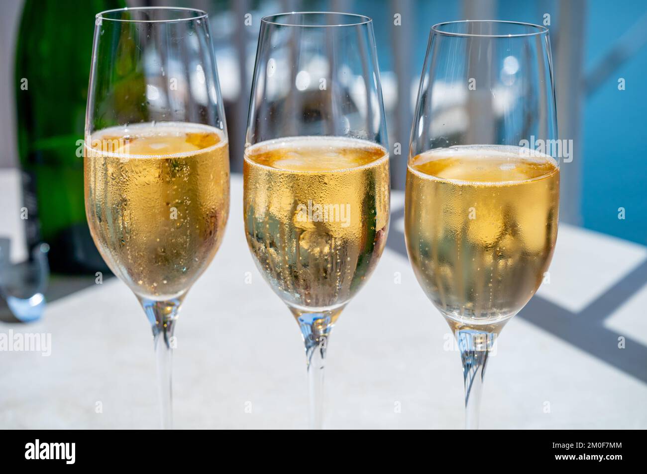 New year party, drinking of French brut champagne sparkling wine in