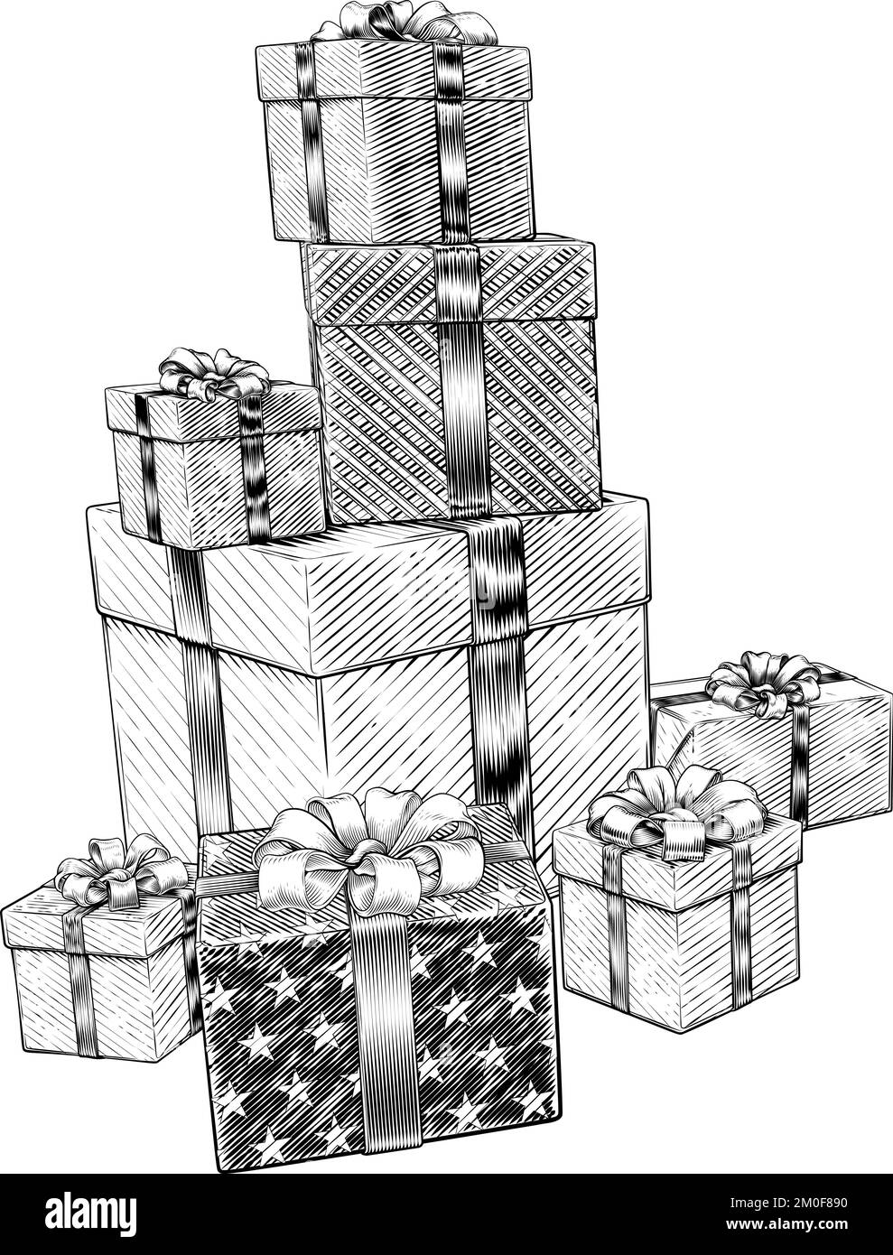 Christmas Gifts Birthday Presents Boxes Pile Stack Stock Vector Image