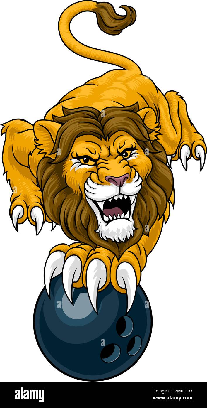 Lion Bowling Ball Animal Sports Team Mascot Stock Vector Image & Art