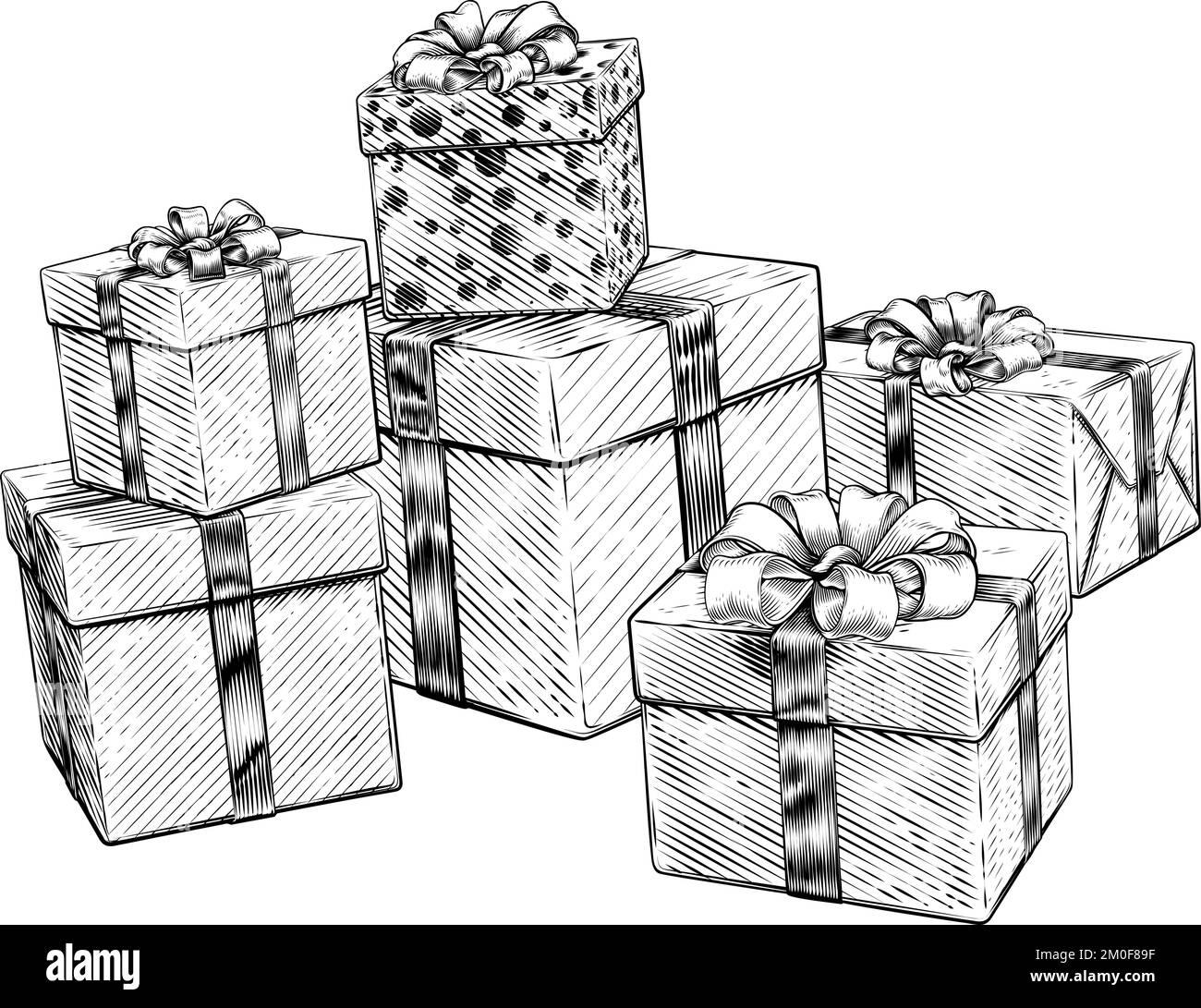Christmas Gifts Birthday Presents Boxes Pile Stack Stock Vector
