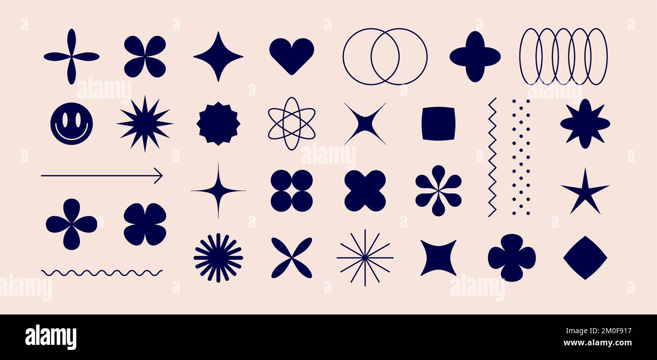 Futuristic graphic form. Set of geometric design element, shape symbol ...