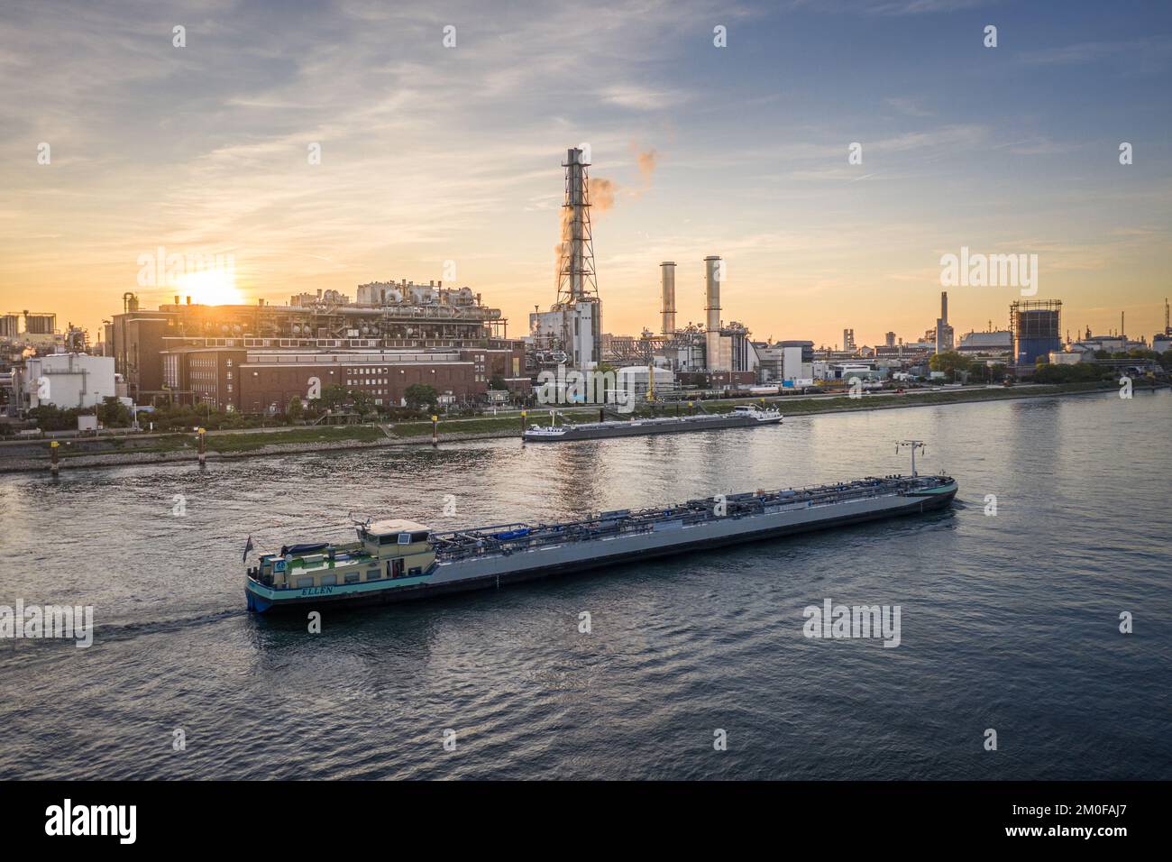 BASF in Mannheim at the river mouth of the Neckar into the Rhine, Germany, Baden-Wuerttemberg Stock Photo