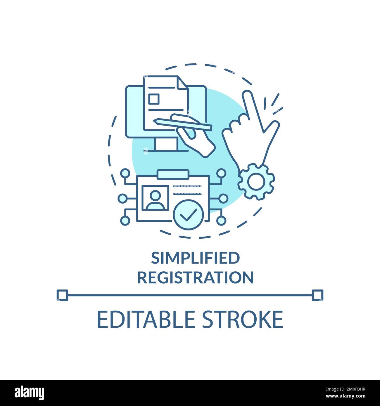 Simplified registration turquoise concept icon Stock Vector