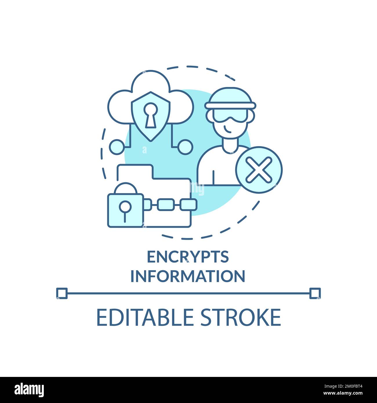 Encrypts information turquoise concept icon Stock Vector
