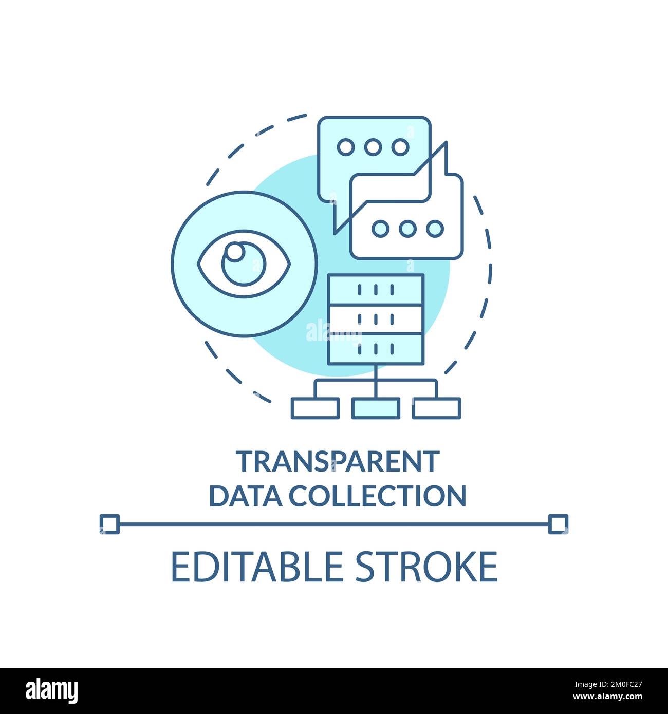 Transparent data collection turquoise concept icon Stock Vector