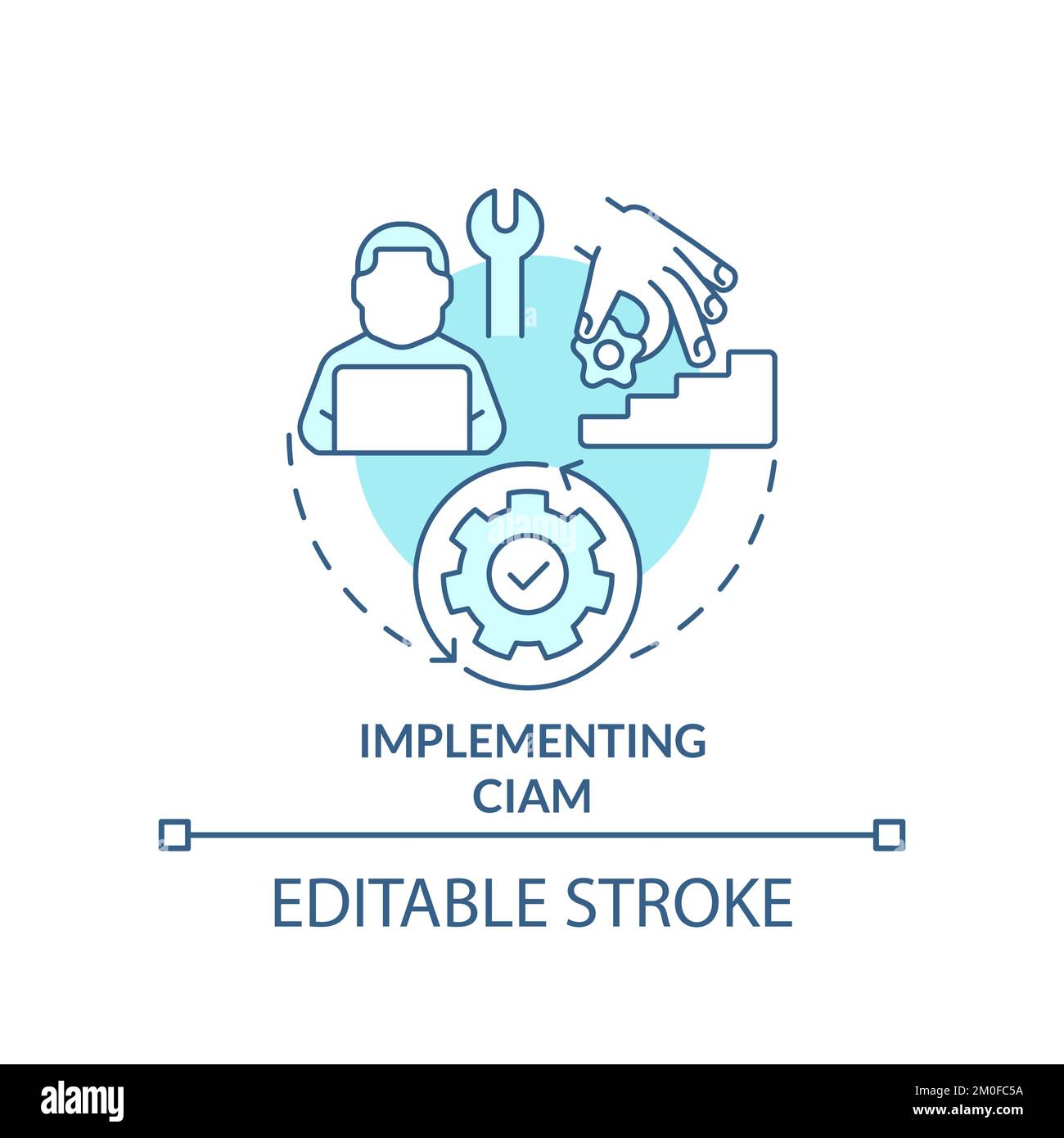 Implementing CIAM turquoise concept icon Stock Vector
