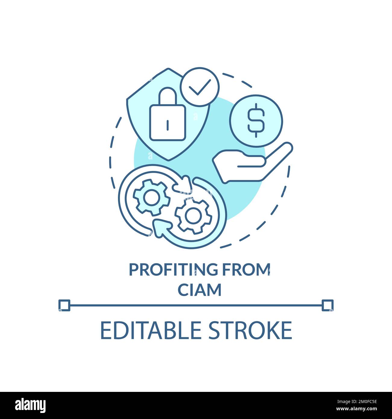 Profiting from CIAM turquoise concept icon Stock Vector