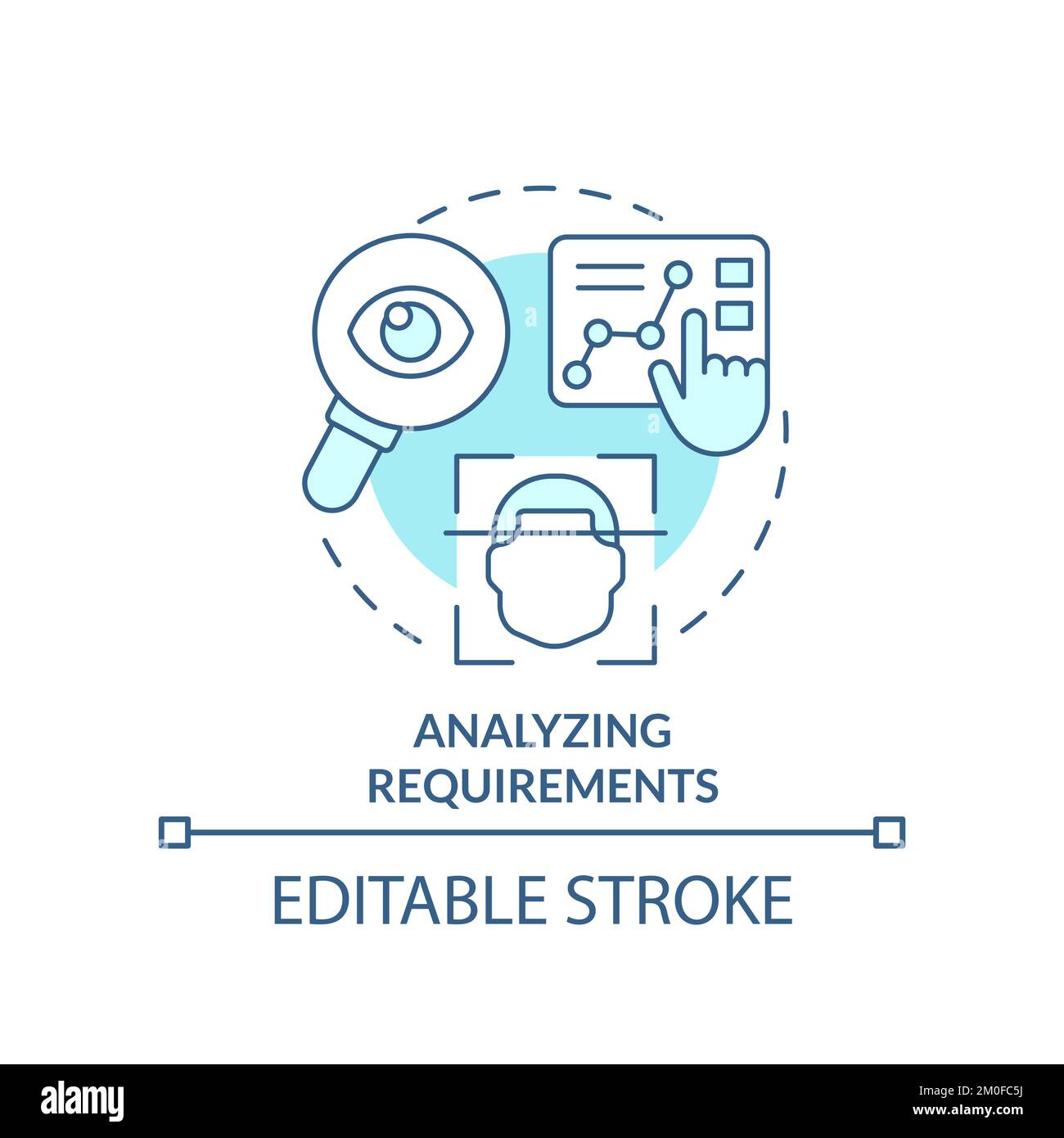 Analyzing requirements turquoise concept icon Stock Vector Image & Art ...
