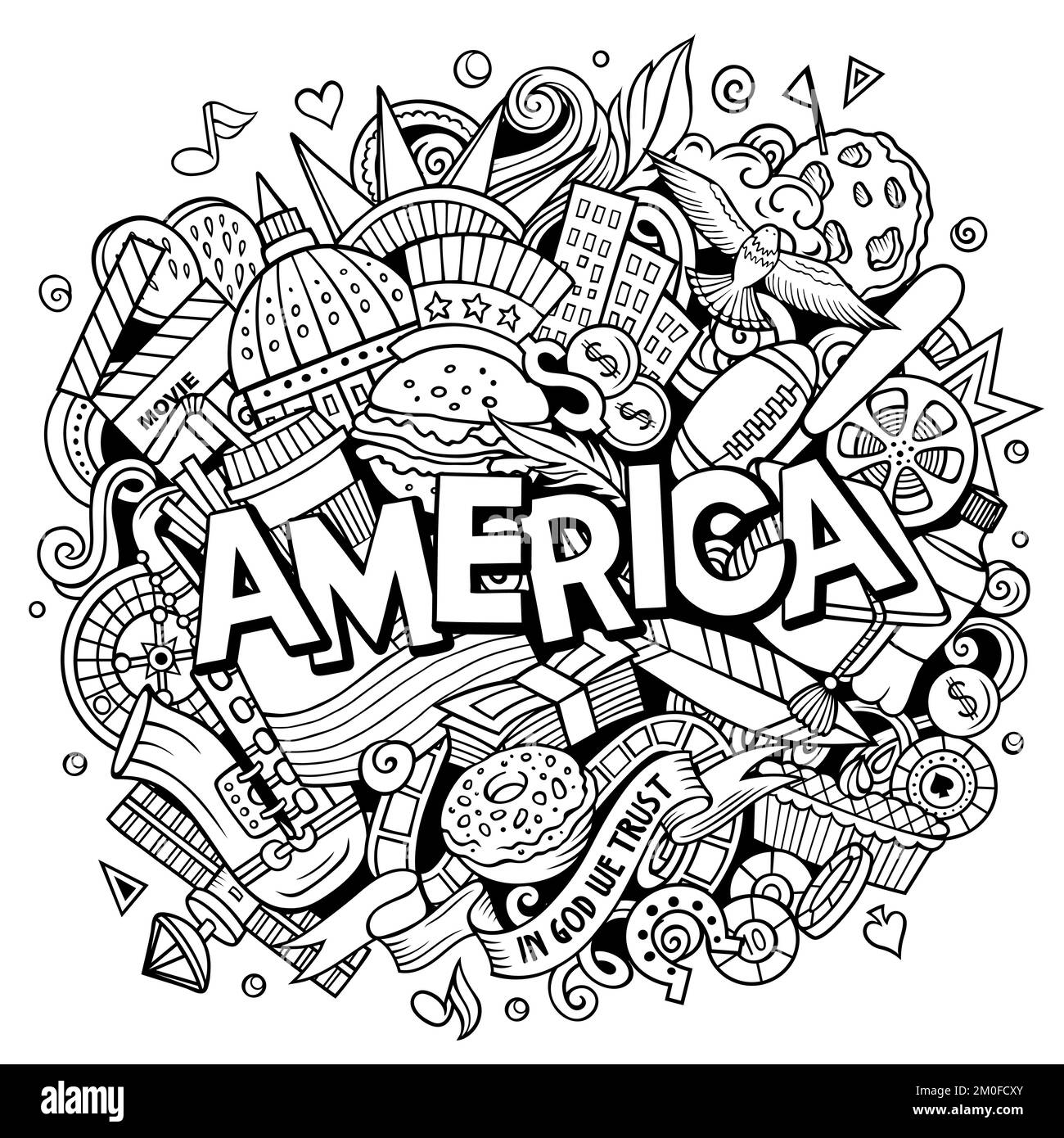 America Hand Drawn Cartoon Doodle Illustration Stock Vector Image Art america-hand-drawn-cartoon-doodle-illustration-stock-vector-image-art