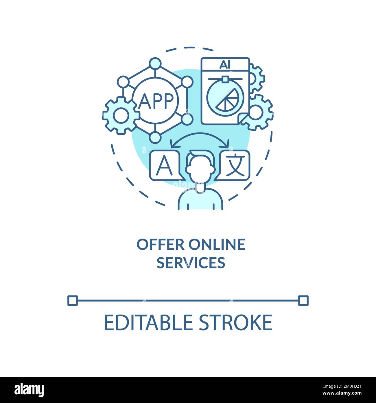 Offer online services turquoise concept icon Stock Vector