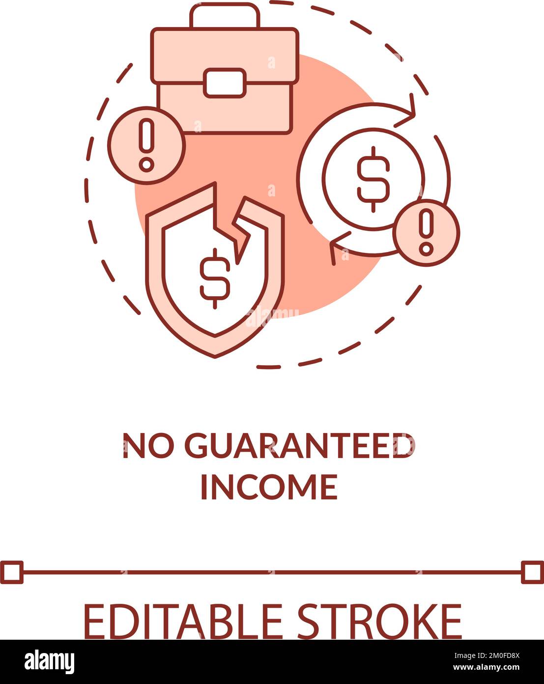 No guaranteed income red concept icon Stock Vector
