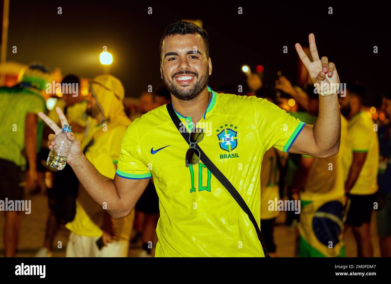 Brazilian ,south Korean football fans in qatar 2022 world cup 05122022Doha Qatar Stock Photo