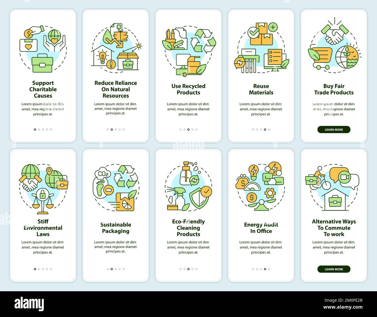 Environmental business onboarding mobile app screen set Stock Vector ...