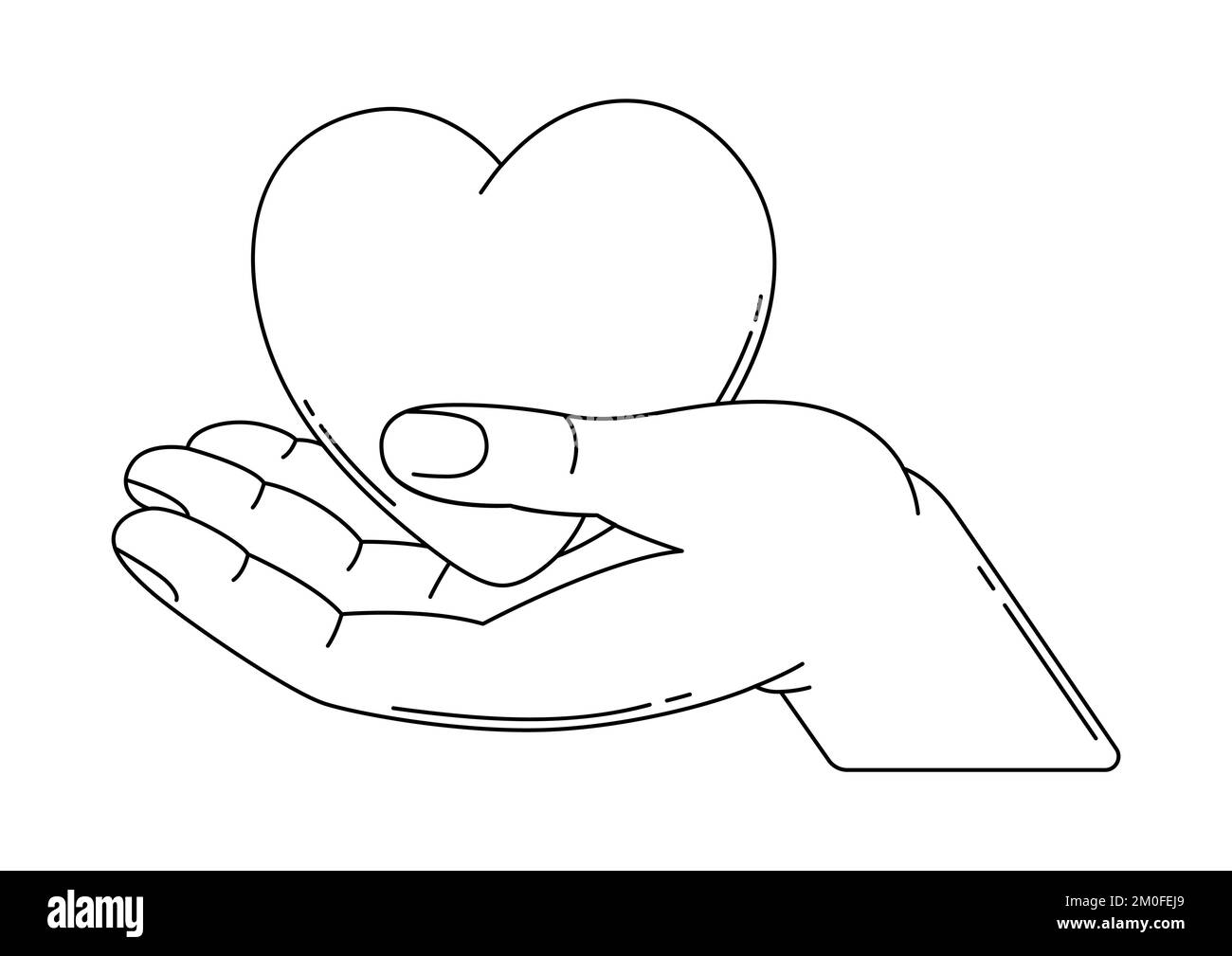 Happy Valentine Day illustration of hand holds heart. Holiday romantic ...