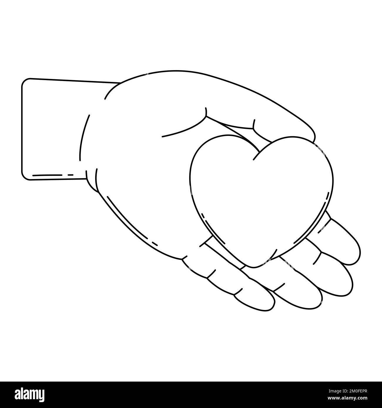 Happy Valentine Day illustration of hand holds heart. Holiday romantic ...