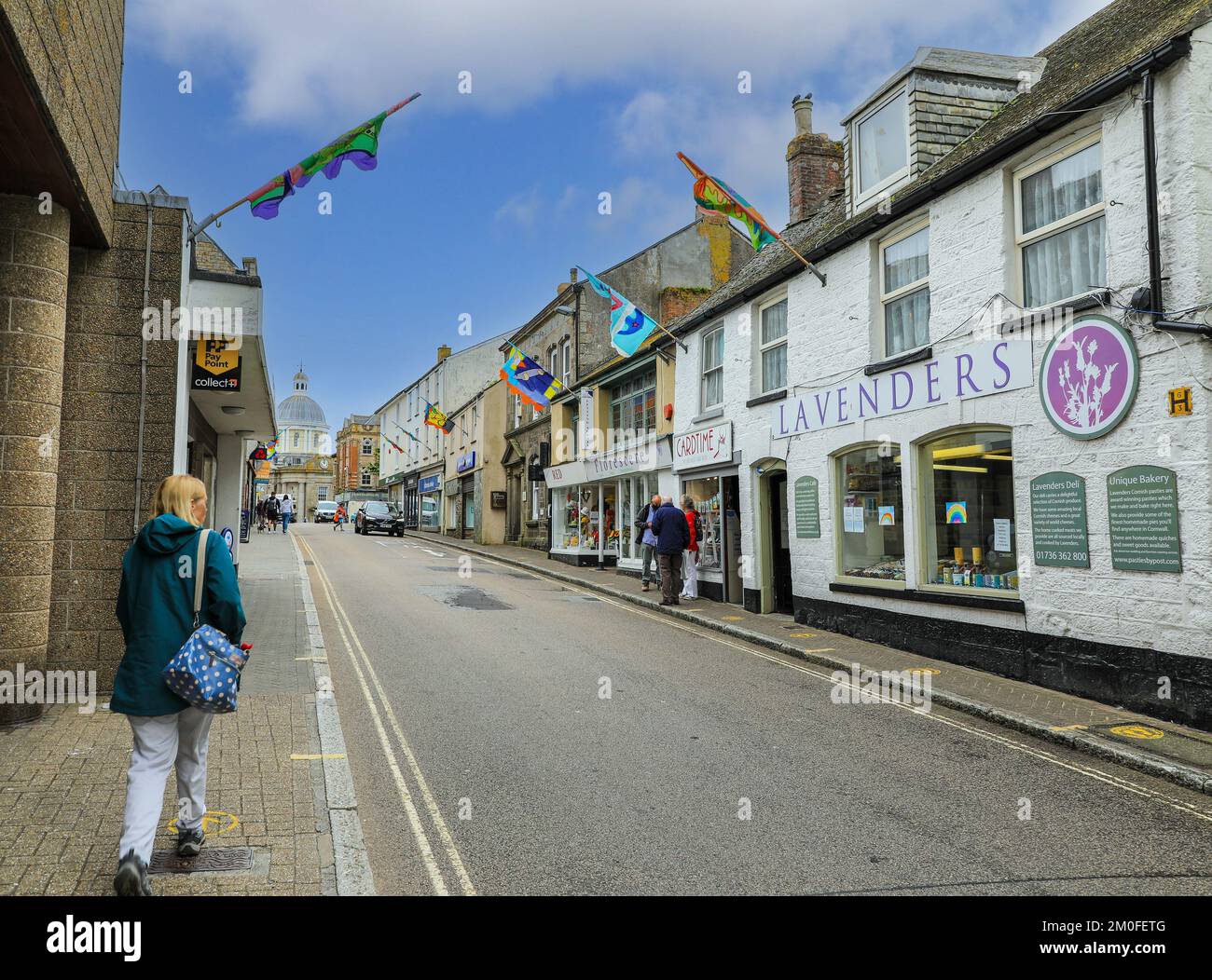 Shops on Alverton Street, Penzance, Cornwall, England, UK Stock Photo