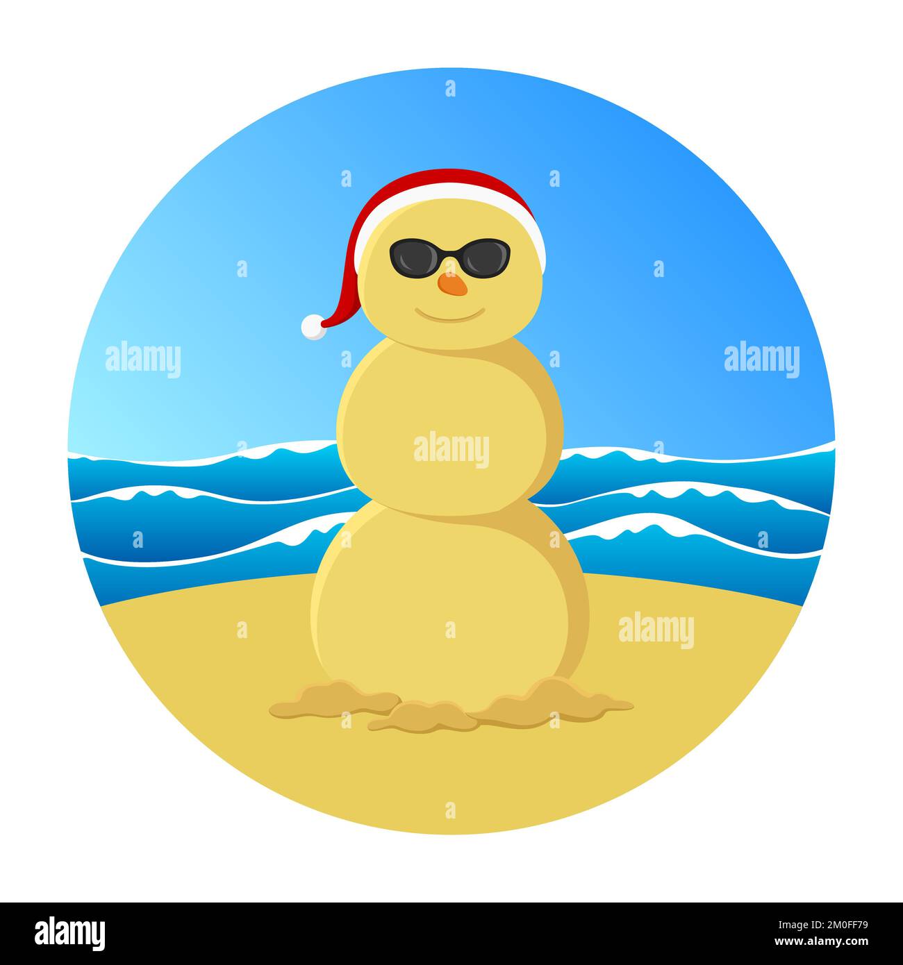 Sand snowman. Cartoon style. Vector illustration. Stock Vector