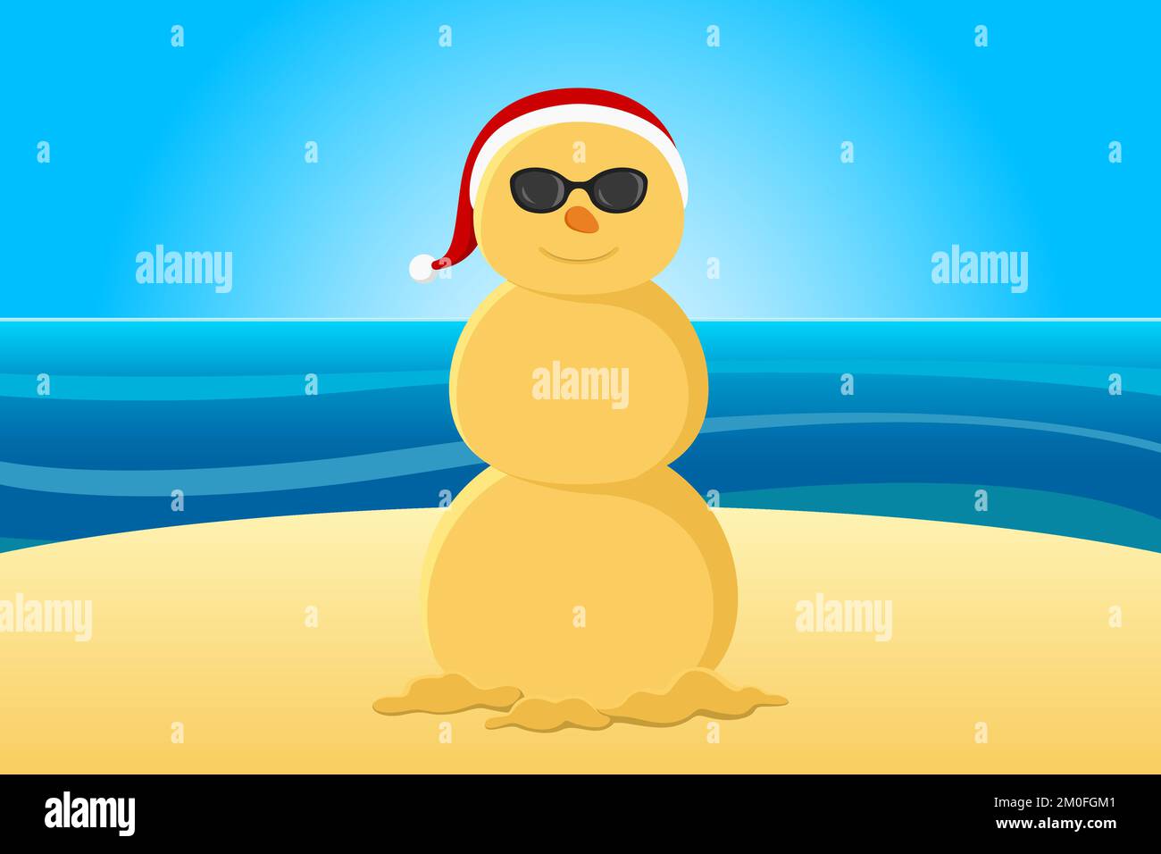 Sand snowman on beach. Vector illustration Stock Vector Image & Art - Alamy